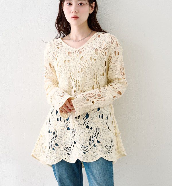  「透かしあみレースミニワンピース」|ワンピース|