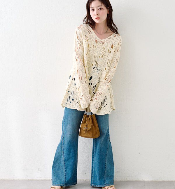  「透かしあみレースミニワンピース」|ワンピース|