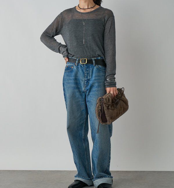  「【抜け感◎】シアーUネックニット」|ニット・セーター|