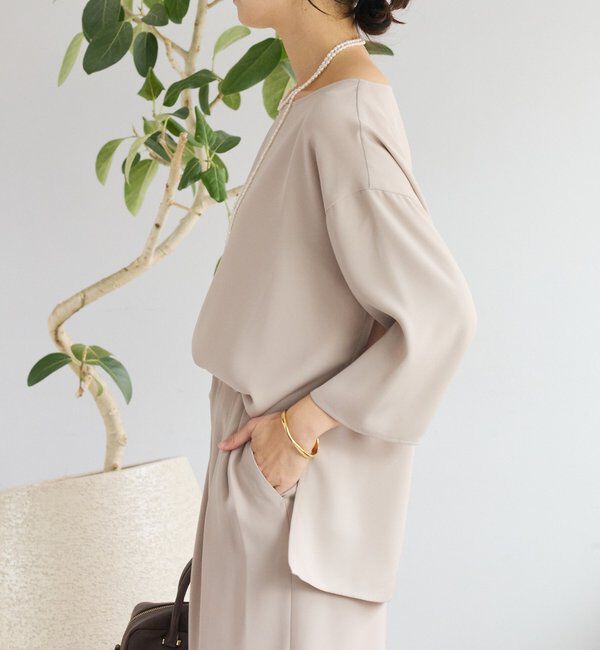  「【セットアップ対応可】ダブルサテンハーフスリーブブラウス」|シャツ・ブラウス|