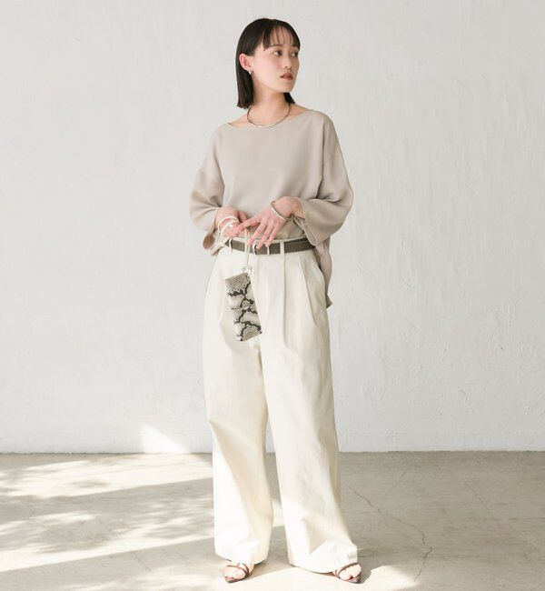  「【セットアップ対応可】ダブルサテンハーフスリーブブラウス」|シャツ・ブラウス|