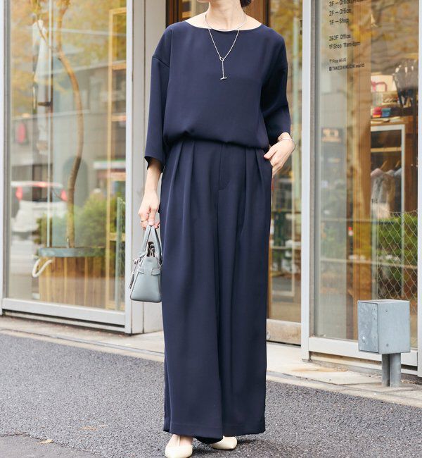  「【セットアップ対応可】ダブルサテンハーフスリーブブラウス」|シャツ・ブラウス|