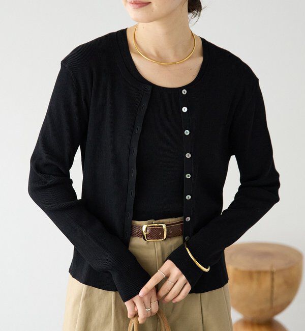  「【アンサンブル対応可】コットンリブカーディガン」|カーディガン|