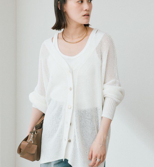  「【前後2WAY仕様】リネンブレンド2WAYカーデ」|カーディガン|