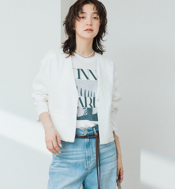  「予約【軽量/通気性抜群】ペーパーリネンノーカラージャケット」|テーラードジャケット|