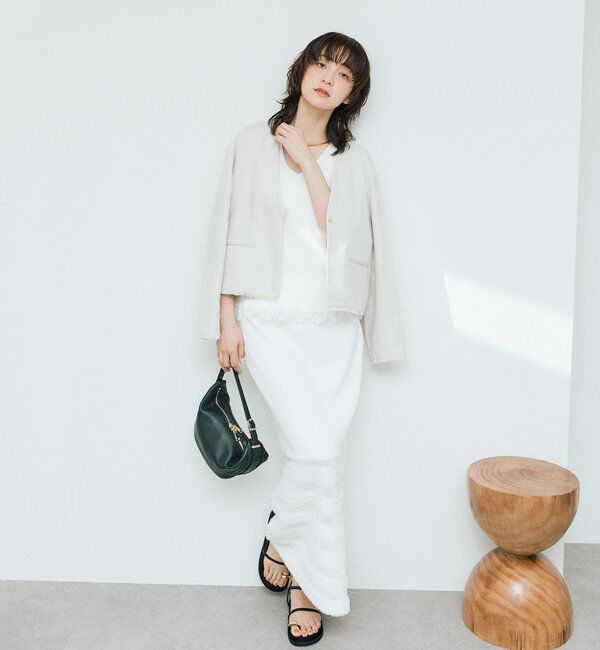  「予約【軽量/通気性抜群】ペーパーリネンノーカラージャケット」|テーラードジャケット|