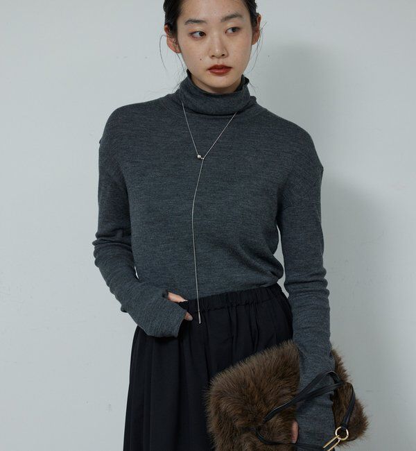  「【新色を加えてリバイバル】リブタートルカットソー」|Tシャツ・カットソー|チャコールグレー