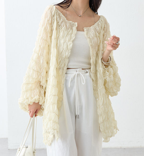  「ウェーブシアーブラウス」|シャツ・ブラウス|アイボリー