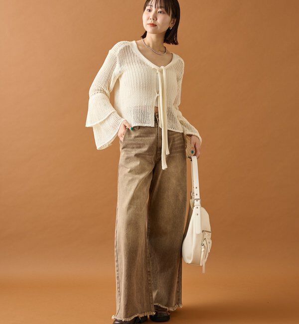  「フリルスリーブメッシュカーデ」|カーディガン|