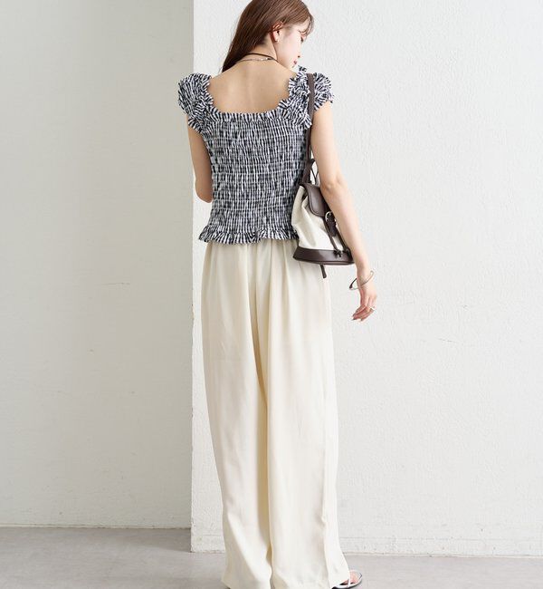  「【オールシーズン対応/WEB限定アイボリー】フリルイージーパンツ」|チノ|