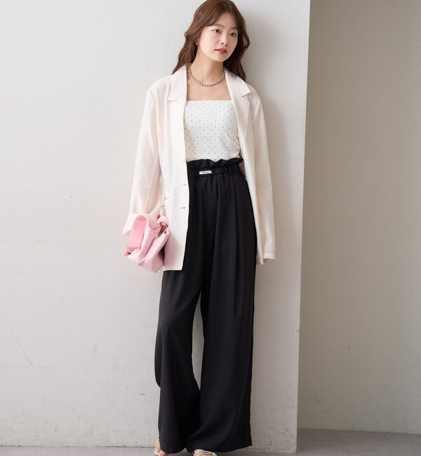  「【オールシーズン対応/WEB限定アイボリー】フリルイージーパンツ」|チノ|