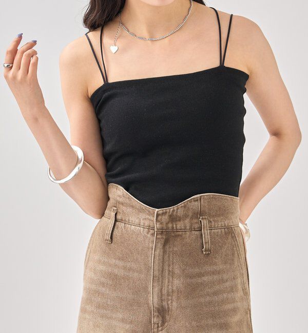  「パット付きバックシャン クロスキャミソール」|キャミソール|ブラック
