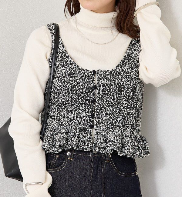  「メランジニットフリルビスチェ」|ニット・セーター|ブラック