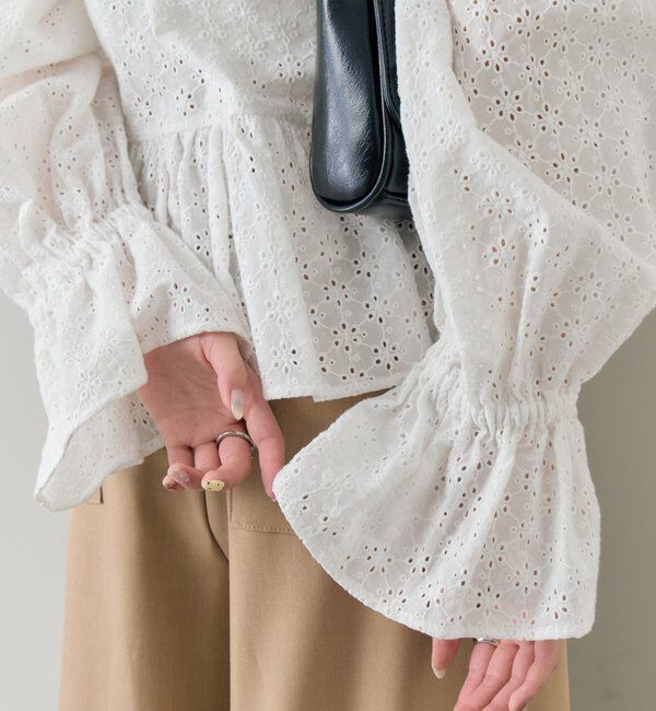  「フラワー刺繍フリルブラウス」|シャツ・ブラウス|