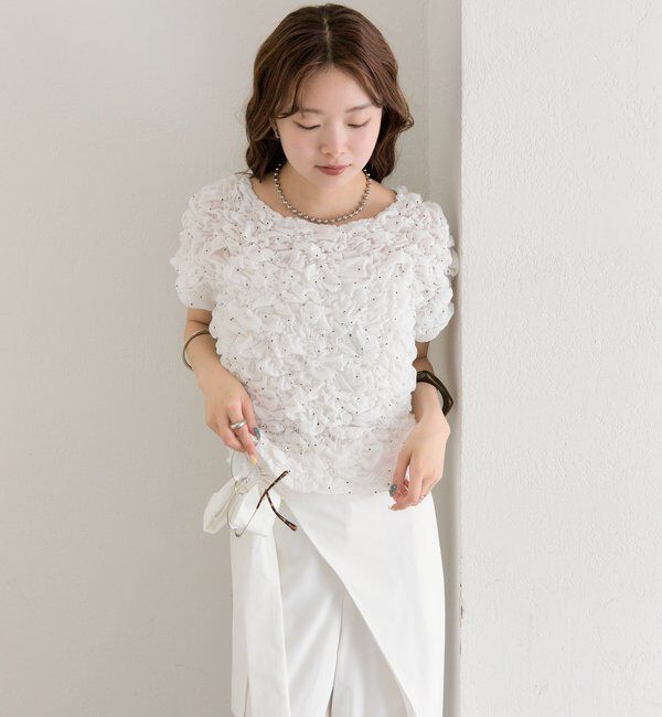  「ふわふわシャーリングTシャツ」|Tシャツ・カットソー|