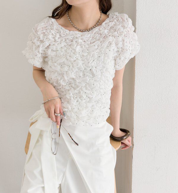  「ふわふわシャーリングTシャツ」|Tシャツ・カットソー|