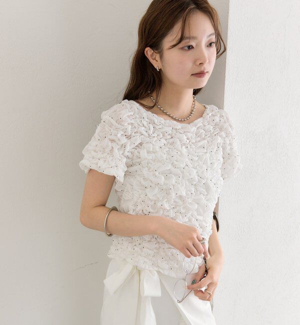  「ふわふわシャーリングTシャツ」|Tシャツ・カットソー|