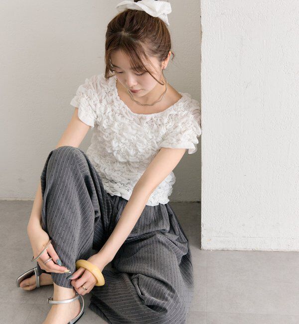  「ふわふわシャーリングTシャツ」|Tシャツ・カットソー|