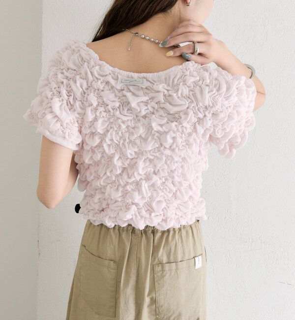  「ふわふわシャーリングTシャツ」|Tシャツ・カットソー|