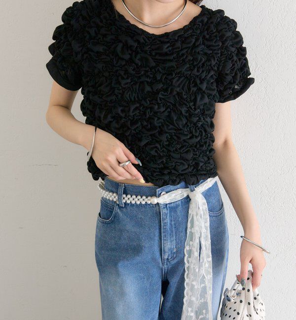  「ふわふわシャーリングTシャツ」|Tシャツ・カットソー|