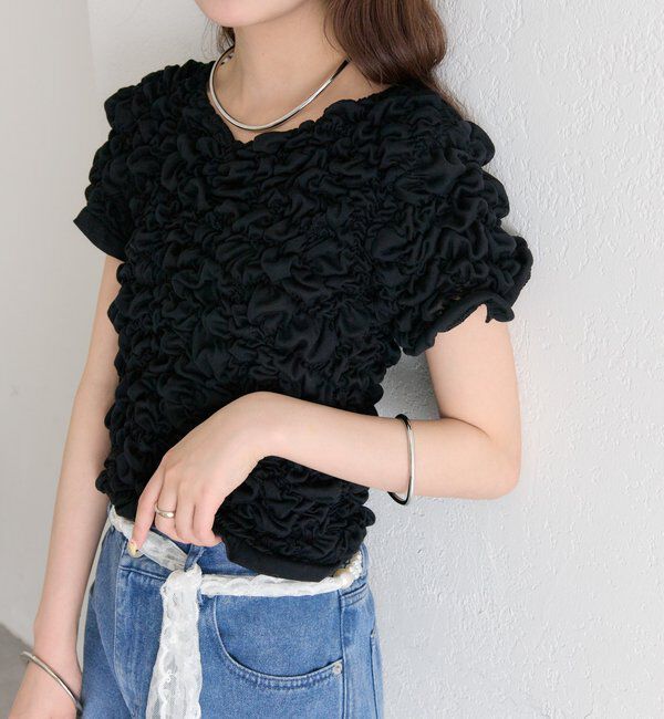  「ふわふわシャーリングTシャツ」|Tシャツ・カットソー|