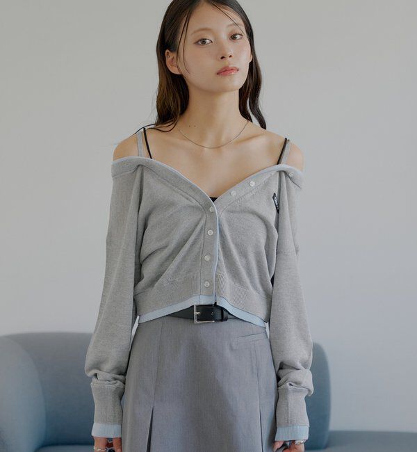  「バイカラーラメシアーカーディガン」|カーディガン|