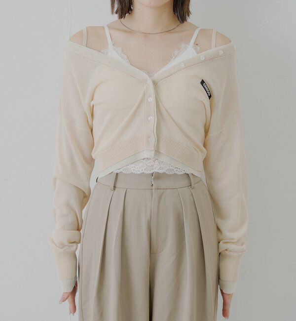  「バイカラーラメシアーカーディガン」|カーディガン|