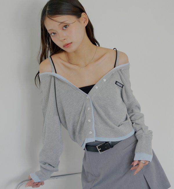  「バイカラーラメシアーカーディガン」|カーディガン|