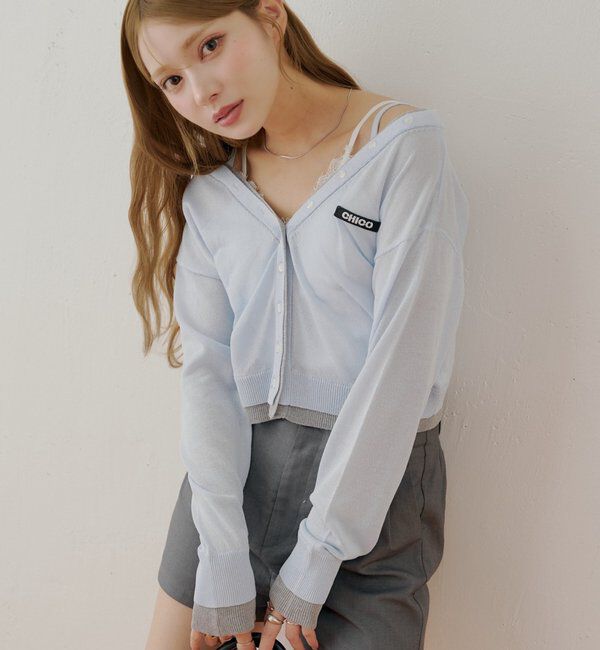  「バイカラーラメシアーカーディガン」|カーディガン|ブルーその他1