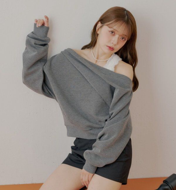  「ワンショル肩レーストップス」|Tシャツ・カットソー|