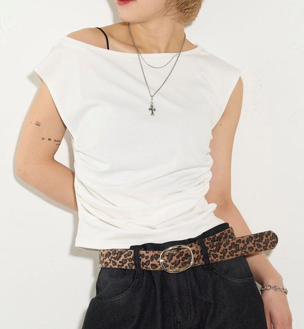  「【5色展開】マルチウェイギャザーオフショルノースリーブ」|キャミソール|オフホワイト