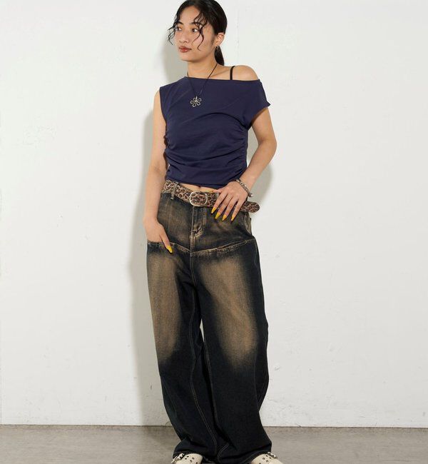  「【5色展開】マルチウェイギャザーオフショルノースリーブ」|キャミソール|