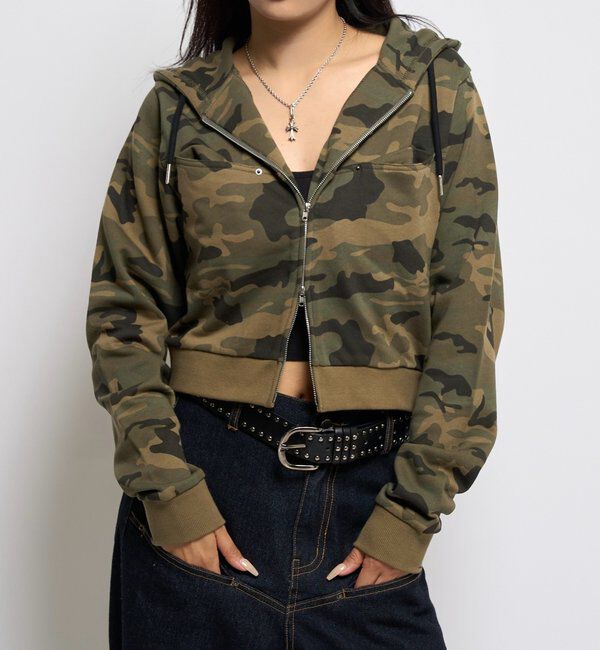  「スラッシュポケットスウェットパーカー」|パーカー|カーキ