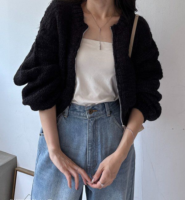  「【LE'MAGE&times;gemeilコラボ】スラブジップカーディガン」|カーディガン|