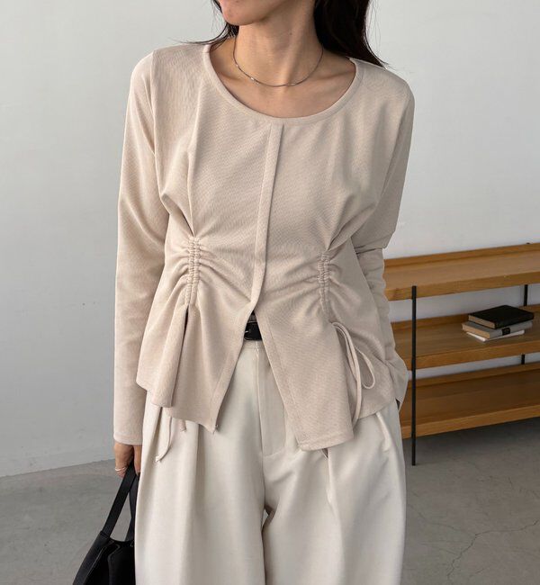  「ドロストリブTシャツ」|Tシャツ・カットソー|ベージュ