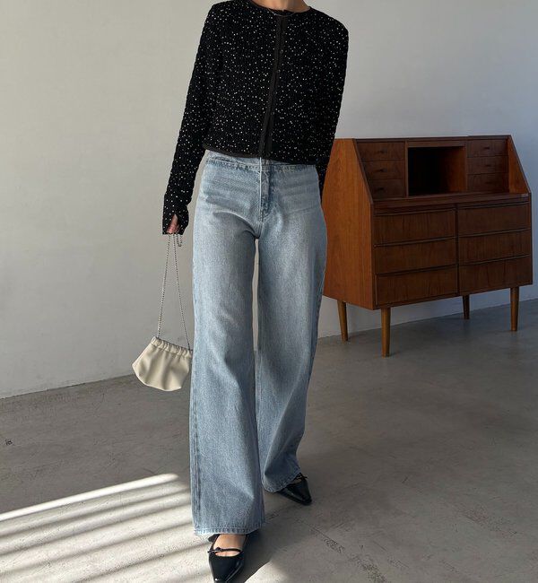  「【低身長サイズあり】スリットポケットストレートデニム」|デニム|