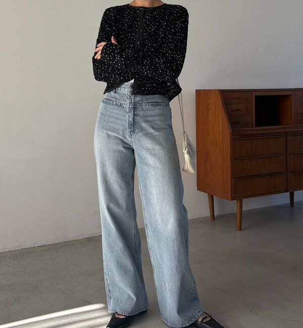  「【低身長サイズあり】スリットポケットストレートデニム」|デニム|