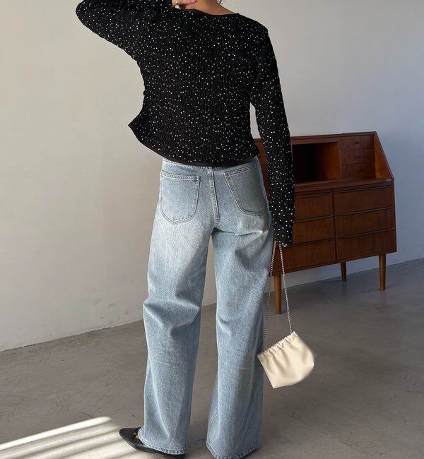  「【低身長サイズあり】スリットポケットストレートデニム」|デニム|