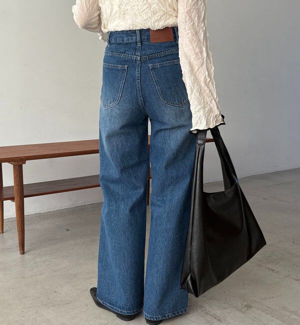  「【低身長サイズあり】スリットポケットストレートデニム」|デニム|