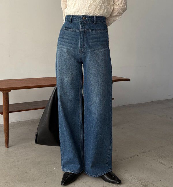  「【低身長サイズあり】スリットポケットストレートデニム」|デニム|