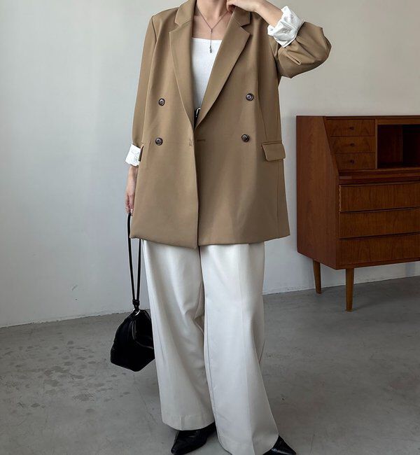  「【再販・サイズ展開あり・WEB限定カラー/グレージュ】Wテーラージャケット」|テーラードジャケット|