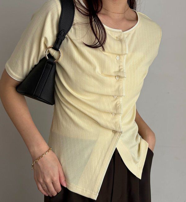  「【一癖可愛い】フロントタックフリルT」|Tシャツ・カットソー|