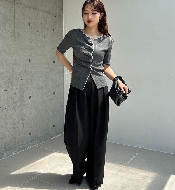  「【一癖可愛い】フロントタックフリルT」|Tシャツ・カットソー|