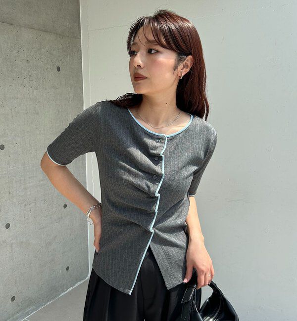  「【一癖可愛い】フロントタックフリルT」|Tシャツ・カットソー|