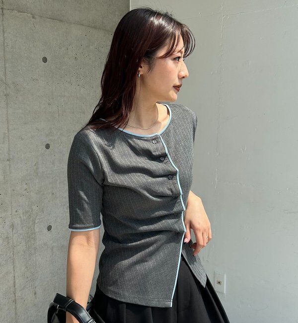  「【一癖可愛い】フロントタックフリルT」|Tシャツ・カットソー|