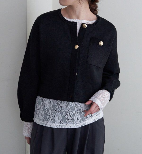  「ラメニットカーディガン」|カーディガン|ブラック