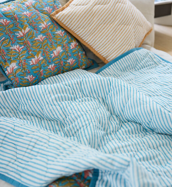 collex「ブロックプリント キルトブランケット 140&times;200」|ブランケット|