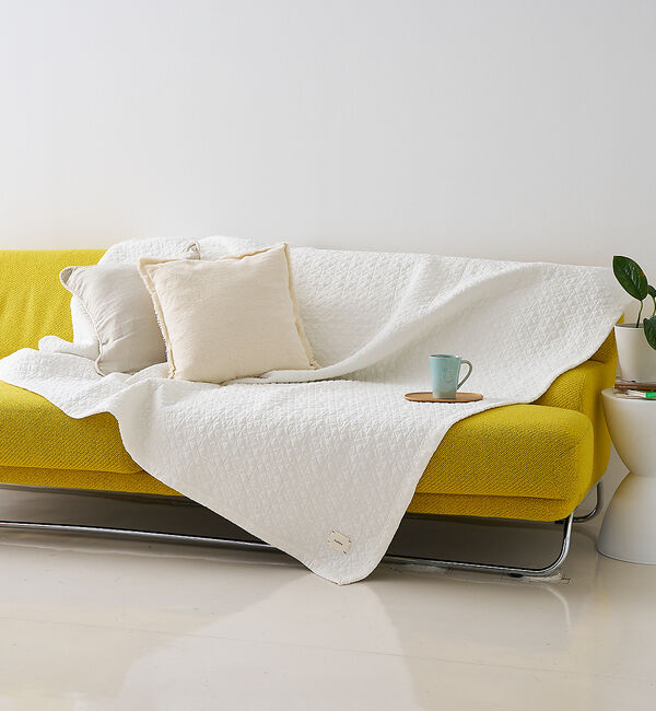 collex「＜手洗い可能＞チェック柄キルトケット コットン 150&times;205cm」|その他|アイボリー