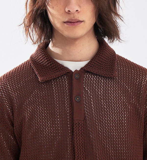 ABAHOUSE「メッシュニット ポロ カーディガン / サマーニット」|カーディガン|