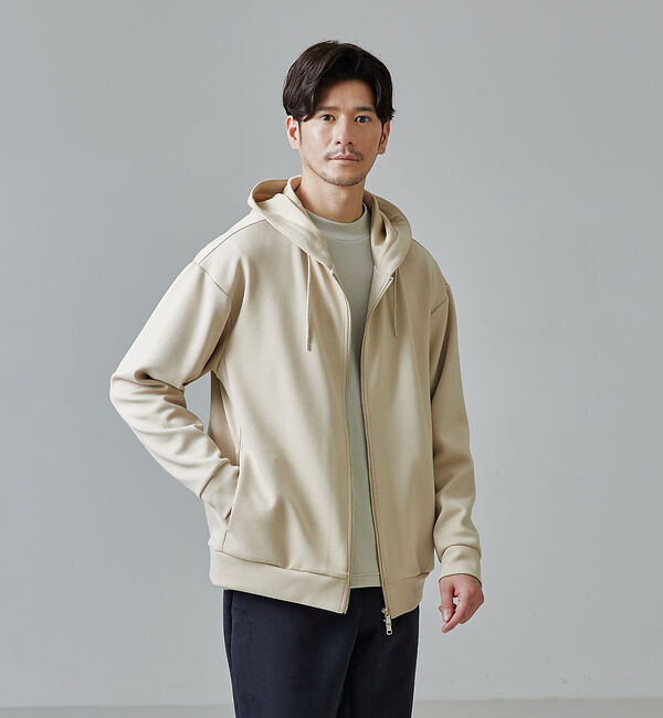 ABAHOUSE「【インバーテッドプリーツ】ジップパーカー / ダンボールニット」|パーカー|